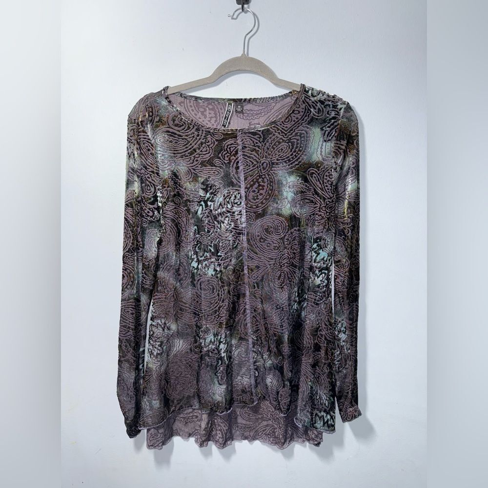 SnoSkins Tie Dye Velvet burnout Paisley floral size Medium EUC